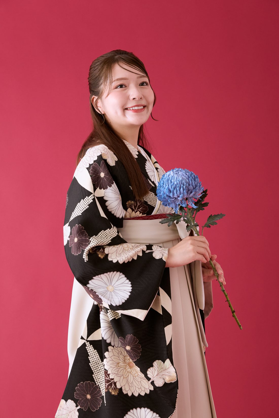 卒業袴 ポージング参考 一輪の花
